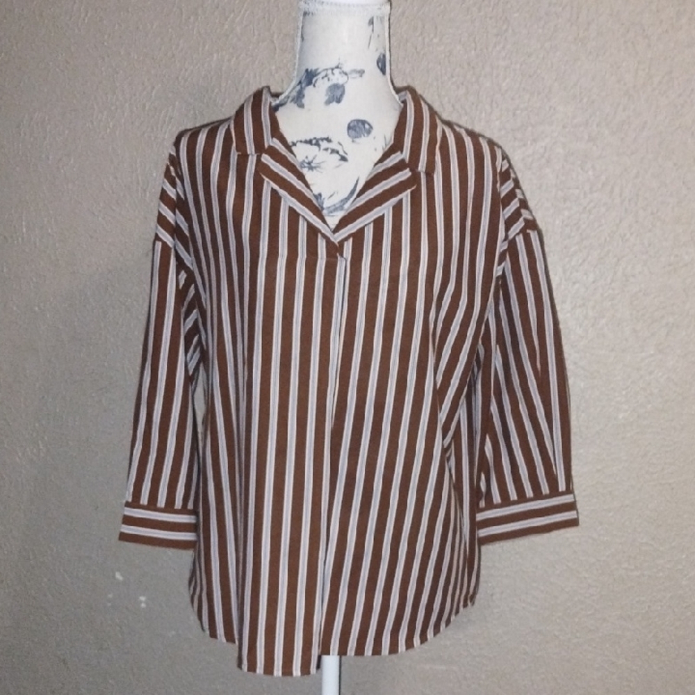 Brown White And Blue Striped Camisole